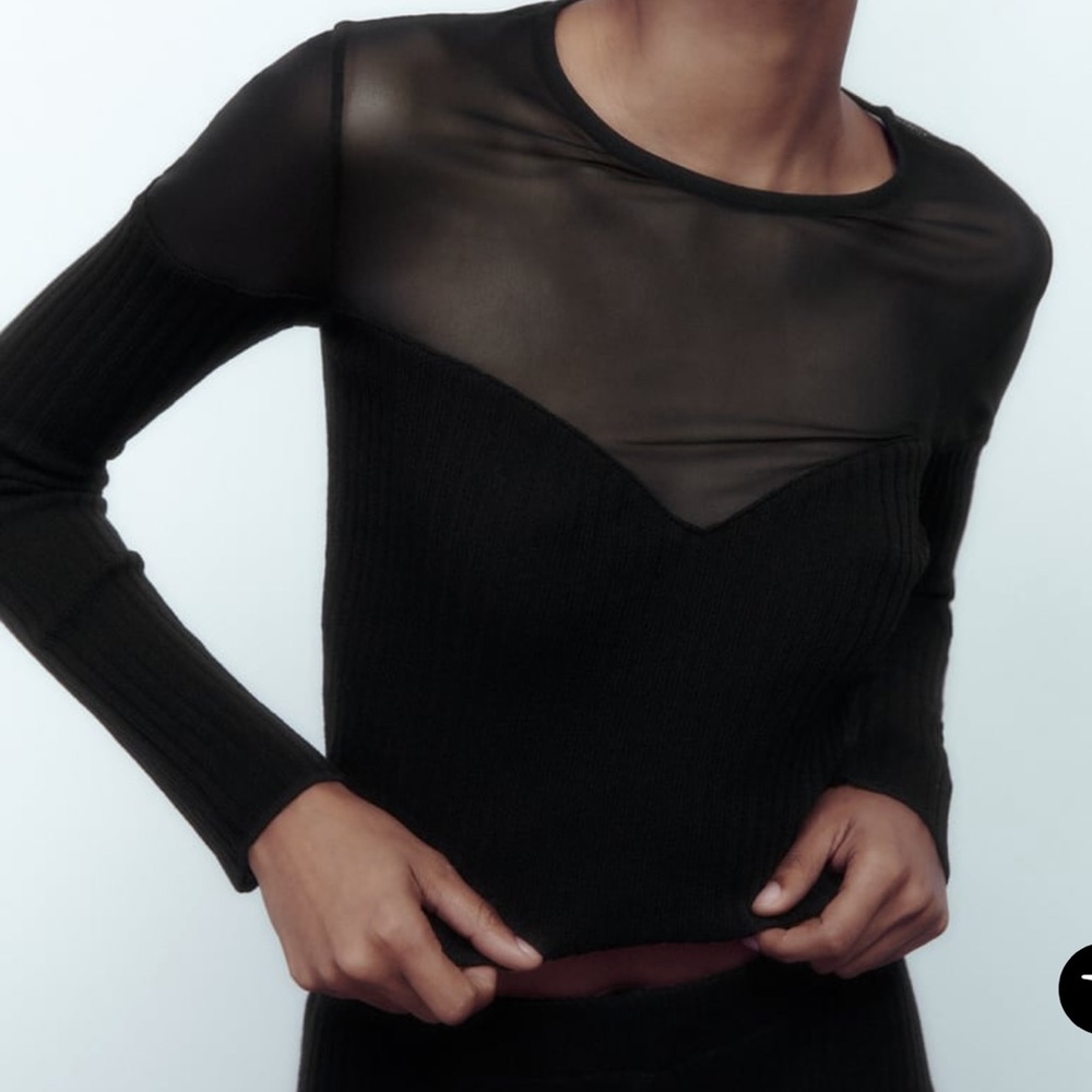 ZARA RIBBED TULLE CROP TOP (medium)